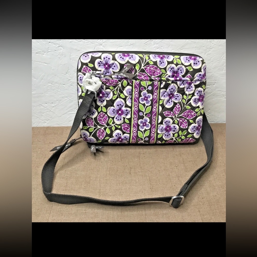 Vera Bradley Plum Petals Quilted Hard Shell Mini Laptop/Tablet Case w/ Strap